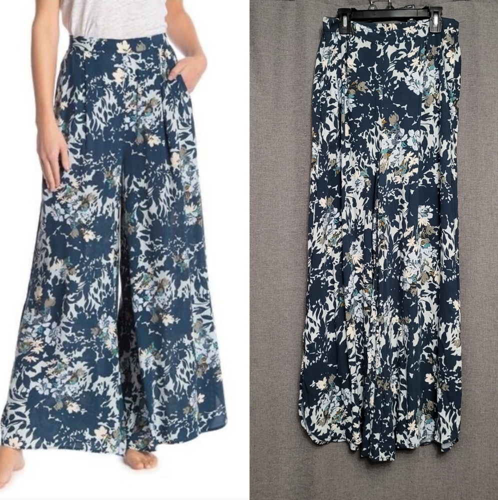 Free People FP Intimately Palazzo Wide leg Sleepwear Blue combo excellent loved